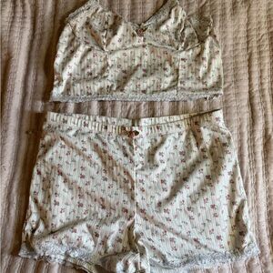 SHEIN Floral Lace Trim Sleepwear Set